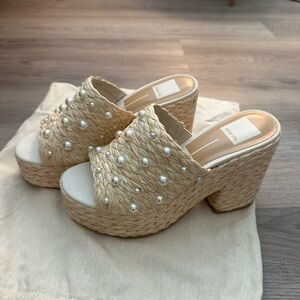 Dolce Vita Elora Raffia Pearl Platform Slide